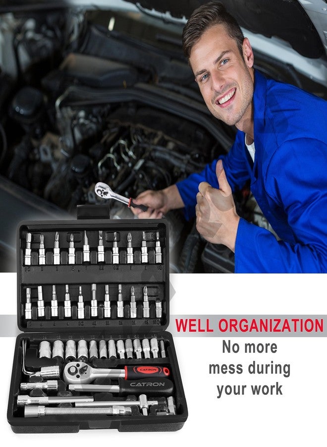 Catron 46 In 1 Pcs Tool Kit & Hand Tool Kit Wrench Set Multi Purpose Combination Tool Case Precision Socket Set,Screwdriver and Socket Set,Bike, Car Tool - Image 2